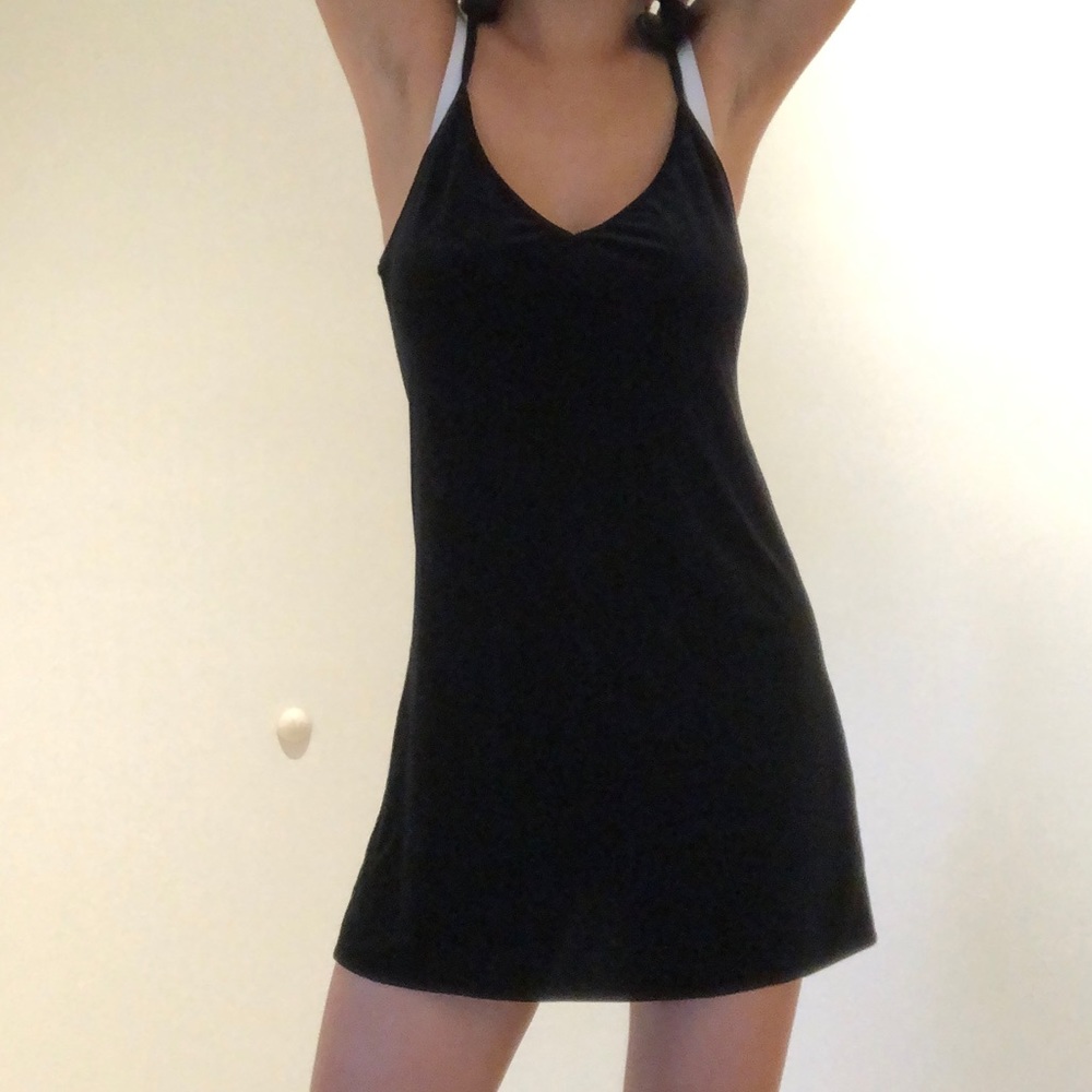 adorable 90s black velvet mini dress